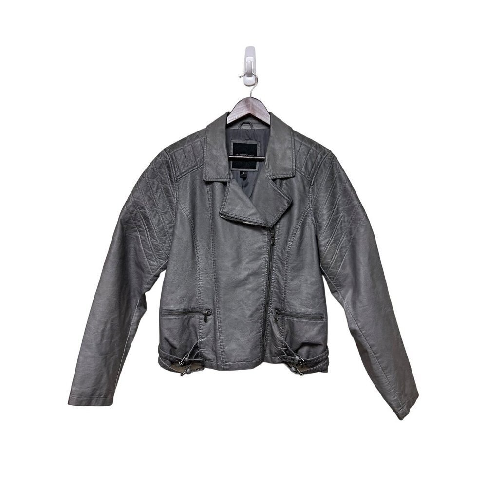 Maurices Grey Faux Leather Moto Jacket Women's Size 1X